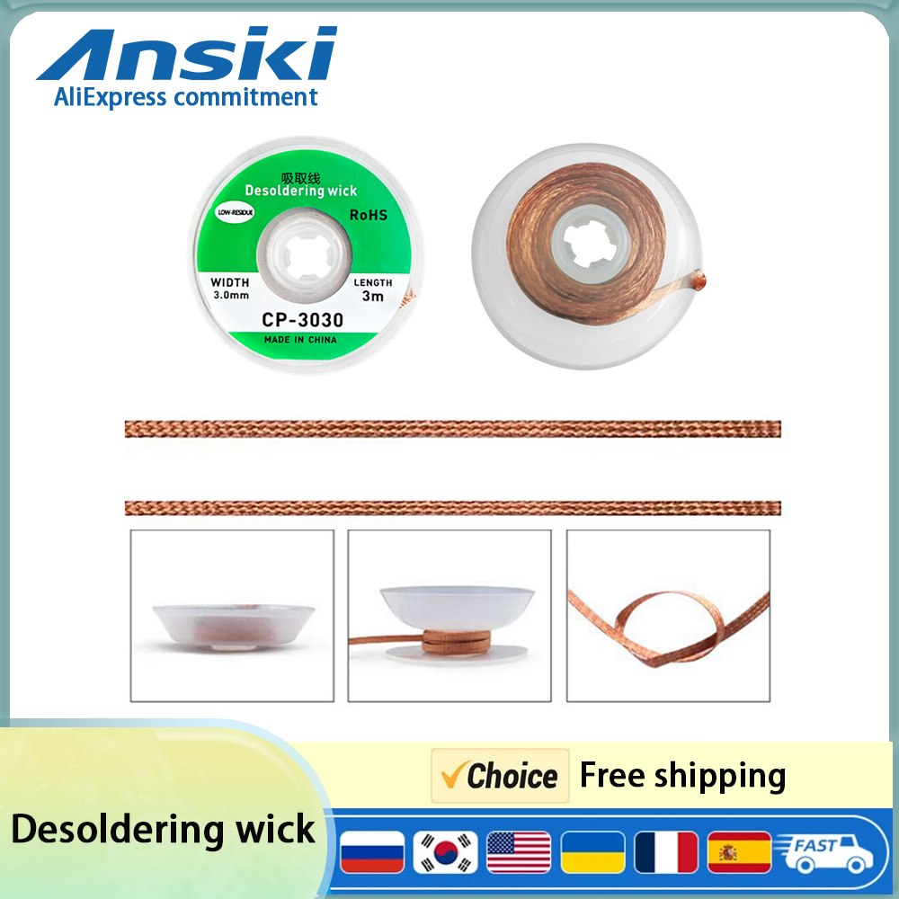 Solder Wick Braid - Ansiki Desoldering Wick 3M length Desoldering